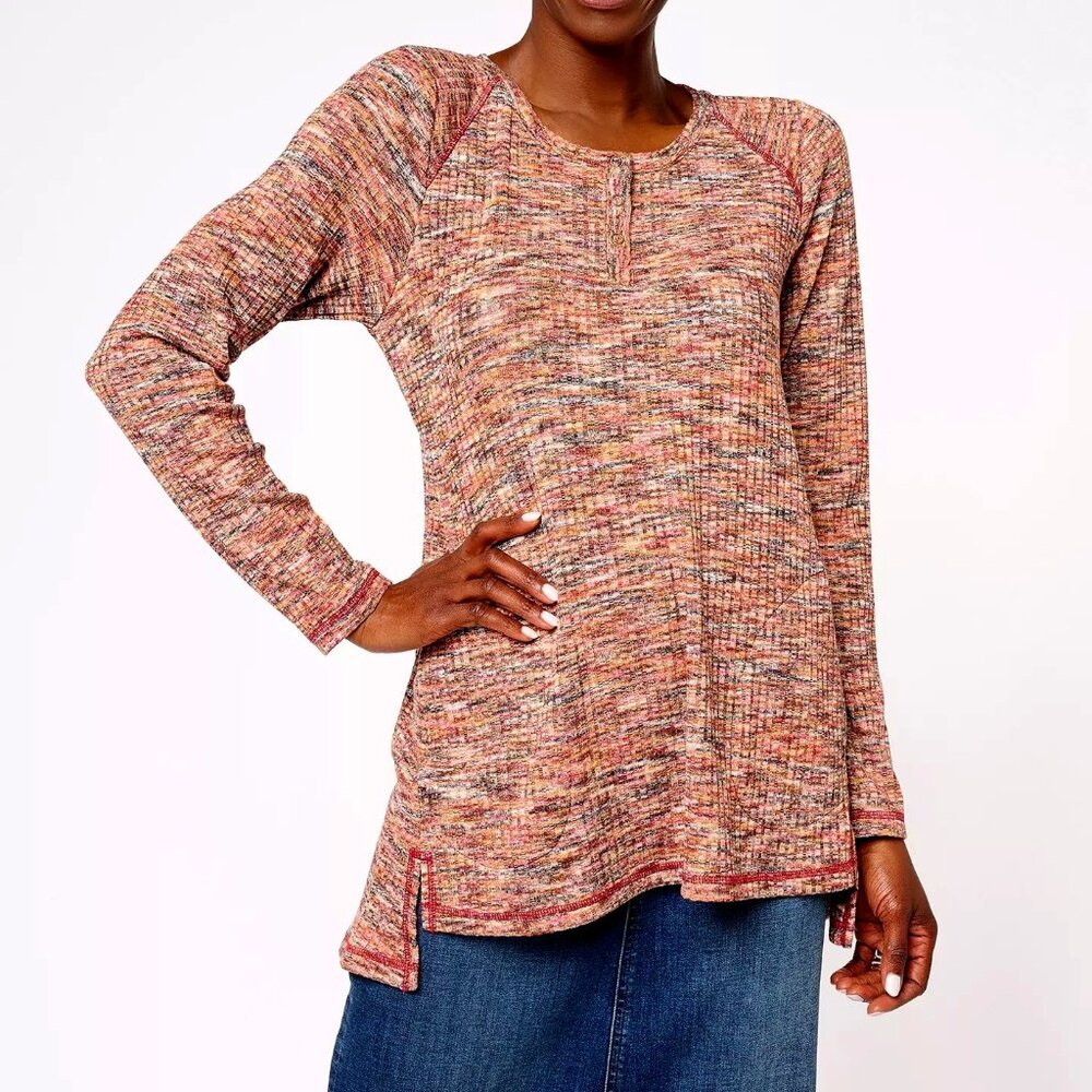 Space Dye Henley Top